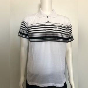 Platoon White Polo with Black and Gray Stripes